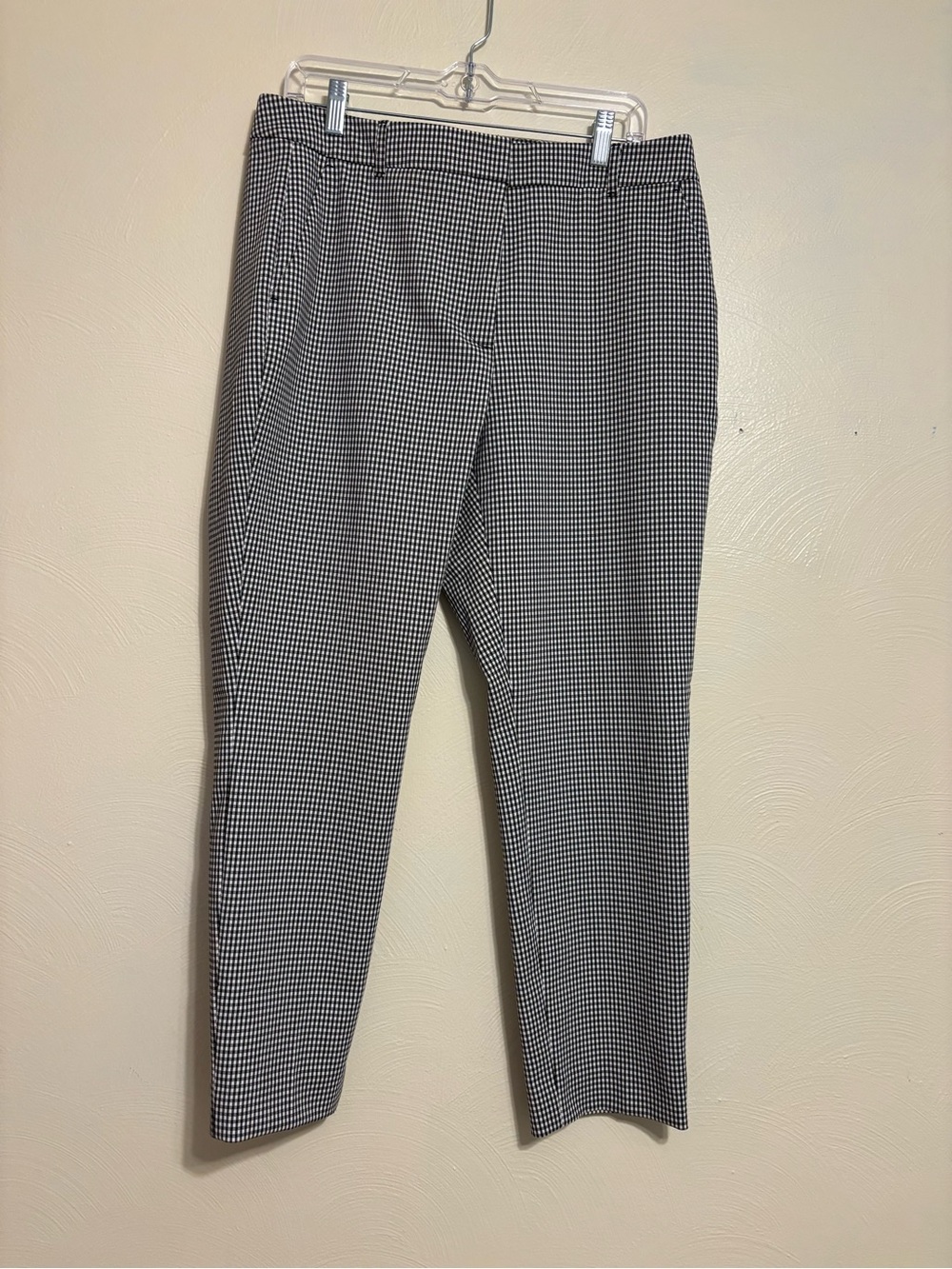 White House Black Market WHBM Black White Gingham Ankle Pants Size 12